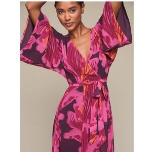 Mixed by Nasrin Purple Flora Wrap Maxi Dress XS Floral Tropical Vacation Resort